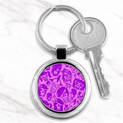 Purple Skull Sketches Key Chains (round)  by ArtistRoseanneJones