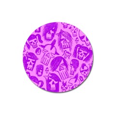 Purple Skull Sketches Magnet 3  (round)