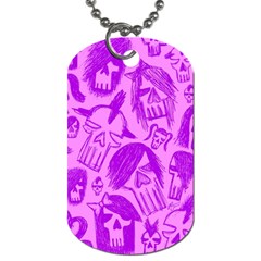 Purple Skull Sketches Dog Tag (one Side)