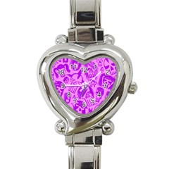 Purple Skull Sketches Heart Italian Charm Watch