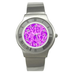 Purple Skull Sketches Stainless Steel Watches