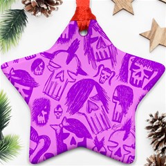 Purple Skull Sketches Star Ornament (two Sides)  by ArtistRoseanneJones