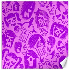 Purple Skull Sketches Canvas 12  X 12  