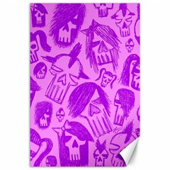 Purple Skull Sketches Canvas 24  X 36 