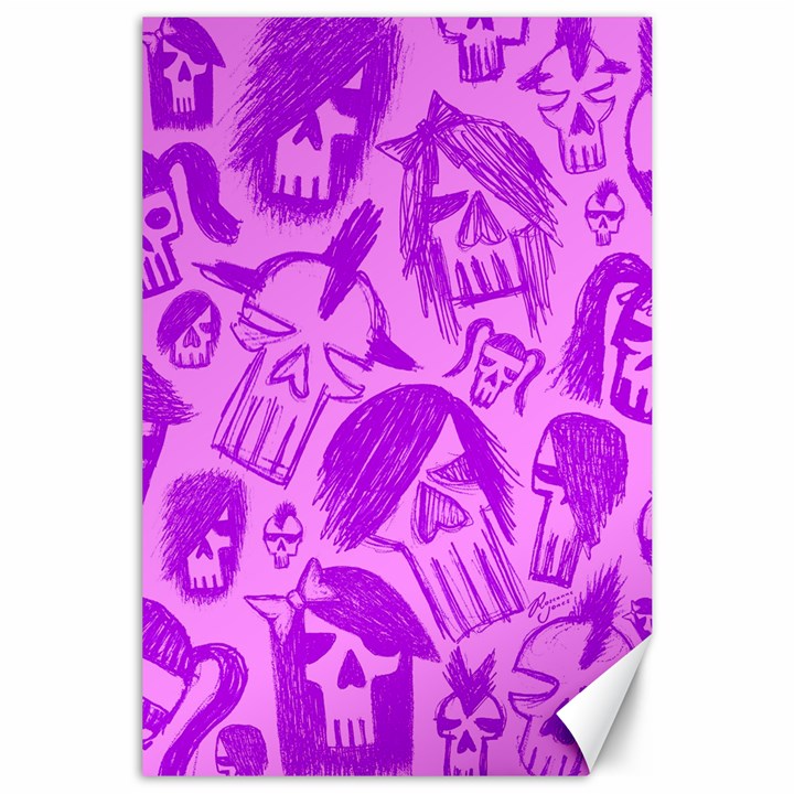 Purple Skull Sketches Canvas 24  x 36 