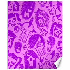 Purple Skull Sketches Canvas 11  X 14   by ArtistRoseanneJones