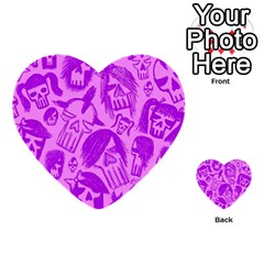 Purple Skull Sketches Multi-purpose Cards (heart)  by ArtistRoseanneJones