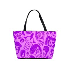 Purple Skull Sketches Shoulder Handbags