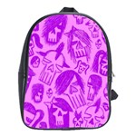 Purple Skull Sketches School Bags(Large)  Front