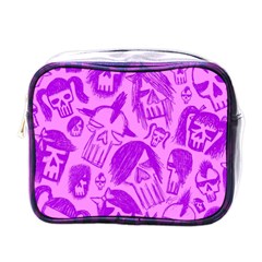 Purple Skull Sketches Mini Toiletries Bags