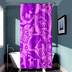 Purple Skull Sketches Shower Curtain 36  X 72  (stall) 