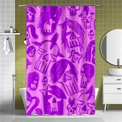 Purple Skull Sketches Shower Curtain 48  X 72  (small) 