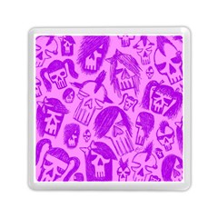 Purple Skull Sketches Memory Card Reader (square)  by ArtistRoseanneJones