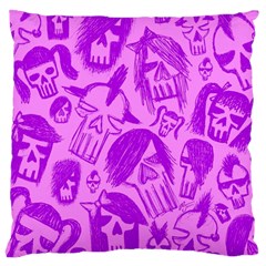 Purple Skull Sketches Large Cushion Cases (two Sides) 