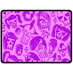 Purple Skull Sketches Double Sided Fleece Blanket (large) 