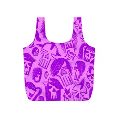 Purple Skull Sketches Full Print Recycle Bags (s)  by ArtistRoseanneJones