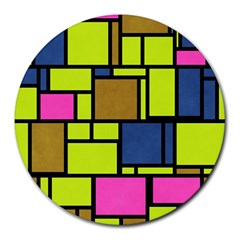 Squares And Rectangles Round Mousepad