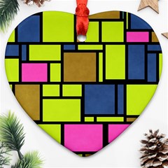 Squares And Rectangles Ornament (heart) by LalyLauraFLM