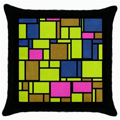 Squares And Rectangles Throw Pillow Case (black) by LalyLauraFLM