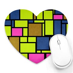 Squares And Rectangles Heart Mousepad by LalyLauraFLM