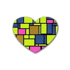 Squares And Rectangles Rubber Coaster (heart)