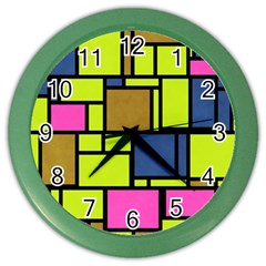 Squares And Rectangles Color Wall Clock