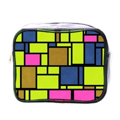 Squares And Rectangles Mini Toiletries Bag (one Side)