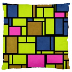 Squares And Rectangles Large Cushion Case (two Sides) by LalyLauraFLM