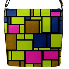 Squares And Rectangles Flap Closure Messenger Bag (s)