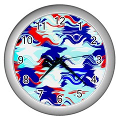 Wavy Chaos Wall Clock (silver) by LalyLauraFLM