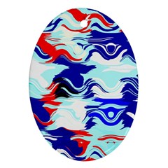 Wavy Chaos Oval Ornament (two Sides) by LalyLauraFLM