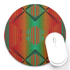 Striped Tribal Pattern Round Mousepad