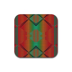 Striped Tribal Pattern Rubber Coaster (square) by LalyLauraFLM