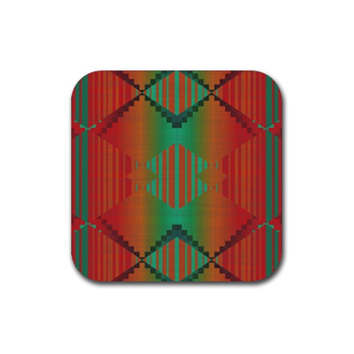 Striped tribal pattern Rubber Coaster (Square)