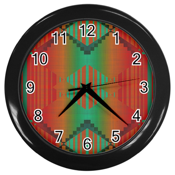 Striped tribal pattern Wall Clock (Black)