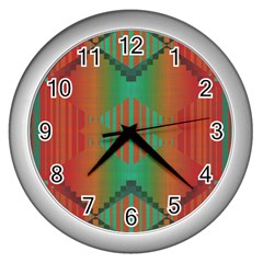 Striped Tribal Pattern Wall Clock (silver)