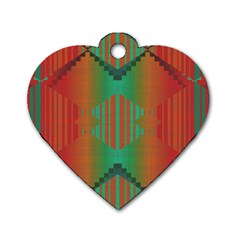 Striped Tribal Pattern Dog Tag Heart (two Sides)