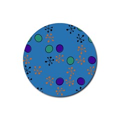 Circles And Snowflakes Rubber Round Coaster (4 Pack)