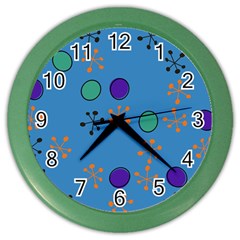 Circles And Snowflakes Color Wall Clock