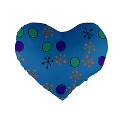 Circles And Snowflakes Standard 16  Premium Heart Shape Cushion 