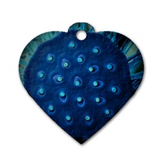 Blue Plant Dog Tag Heart (one Side)