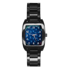 Blue Plant Stainless Steel Barrel Watch