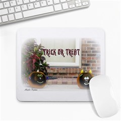 Black Ghoulish Pumpkins In White Matte Large Mousepads