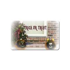 Black Ghoulish Pumpkins In White Matte Magnet (name Card)