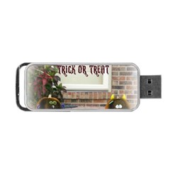 Black Ghoulish Pumpkins In White Matte Portable Usb Flash (two Sides)