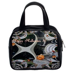 Creepy Pumpkin Fractal Classic Handbags (2 Sides)