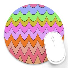 Pastel Waves Pattern Round Mousepad