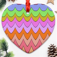 Pastel Waves Pattern Ornament (heart) by LalyLauraFLM