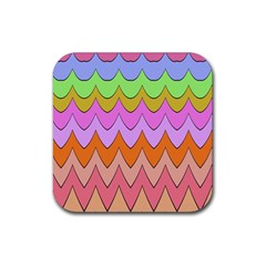 Pastel Waves Pattern Rubber Coaster (square)