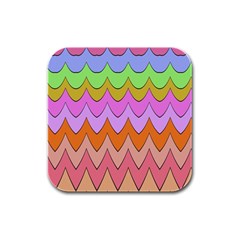 Pastel Waves Pattern Rubber Square Coaster (4 Pack)